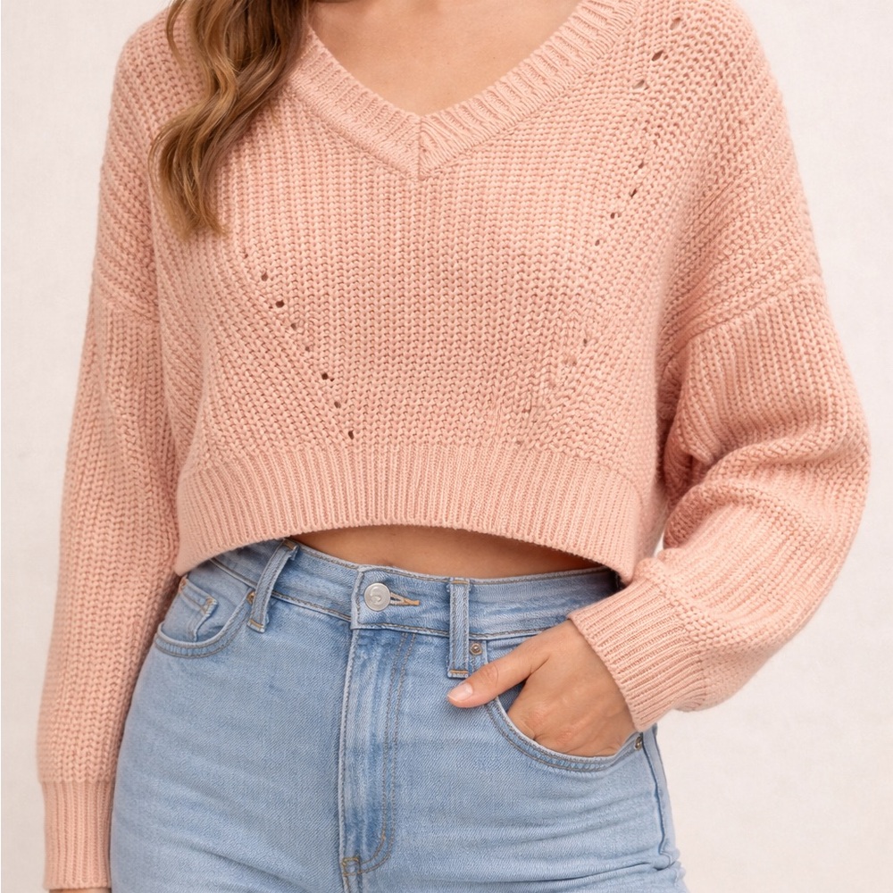Jon & Anna Blush Pink Cropped Knit Sweater